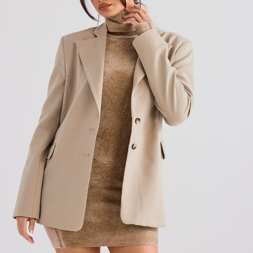 House of CB Tan Women's Oversize Blazer-Size Small- BNWT